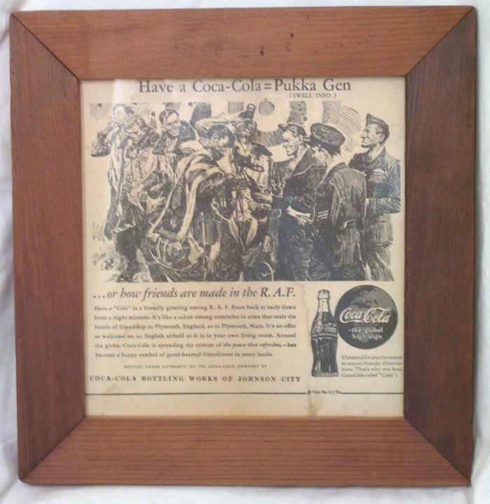 1944 Coca Cola Newspaper Vintage Ad in Frame