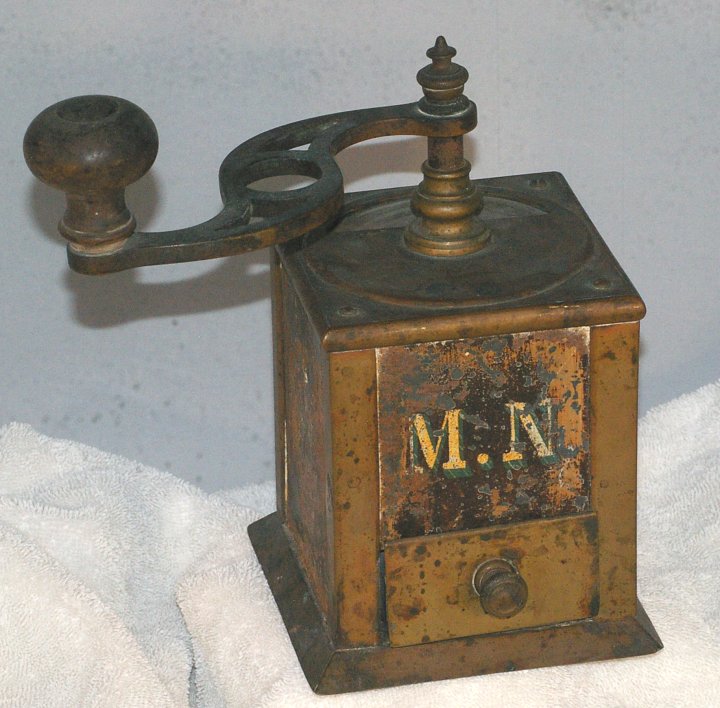 Antique Brass Coffee Grinder from about 1900 [AntiqueBrassCoffeeMill1900VG] 105.00