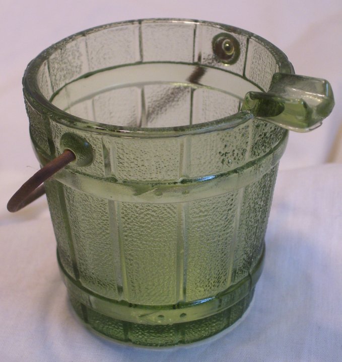 Green Glass Bucket Ashtray from 1960s