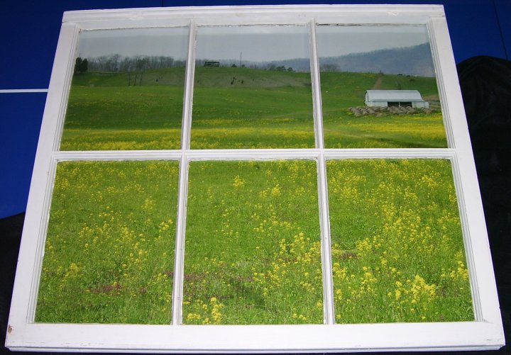 Barn and Field Photo in antique window frame