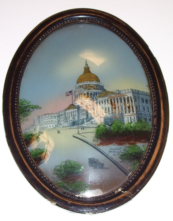 Reverse Painting on Glass, of the Capitol in Washington, DC