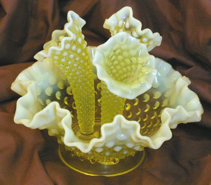 Fenton Vaseline Glass Epergne from early 1940s
