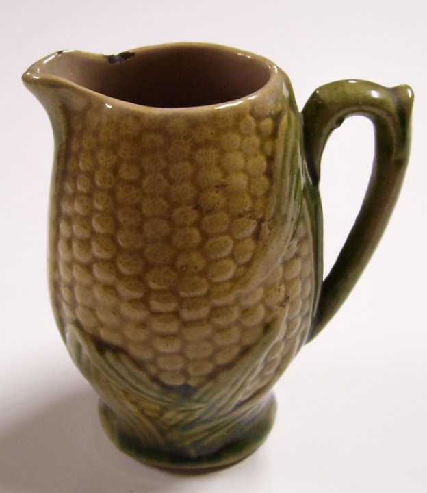 Corn Cob Majolica Cream Pitcher from about 1880