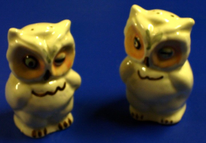 Shawnee Winking Owl Salt and Pepper Shakers, about 1937