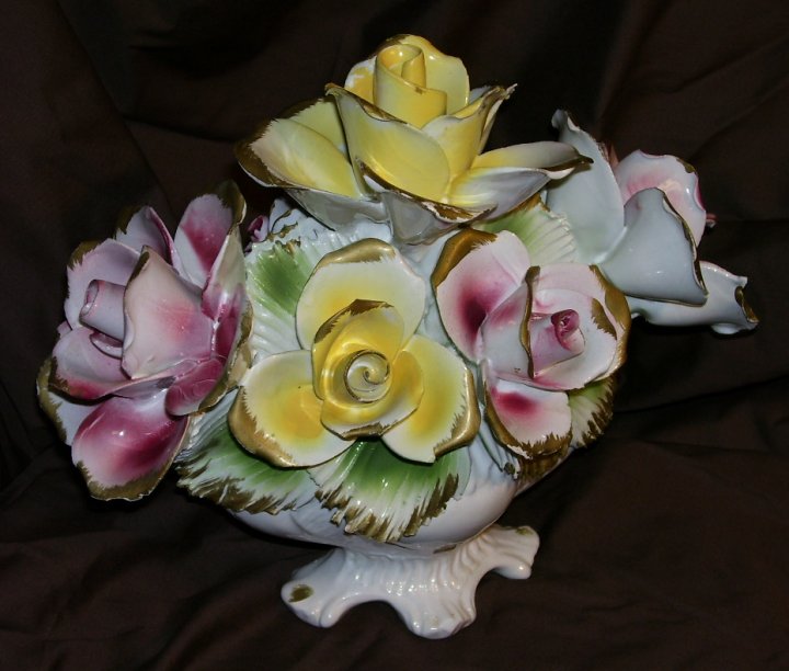 Capodimonte Floral Centerpiece with Roses from about 1950