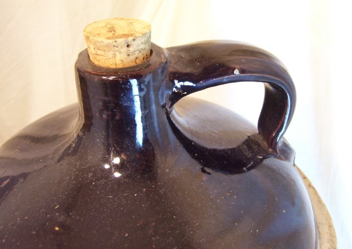 5 Gallon Stoneware Crock Brown and White Jug from late 1800s