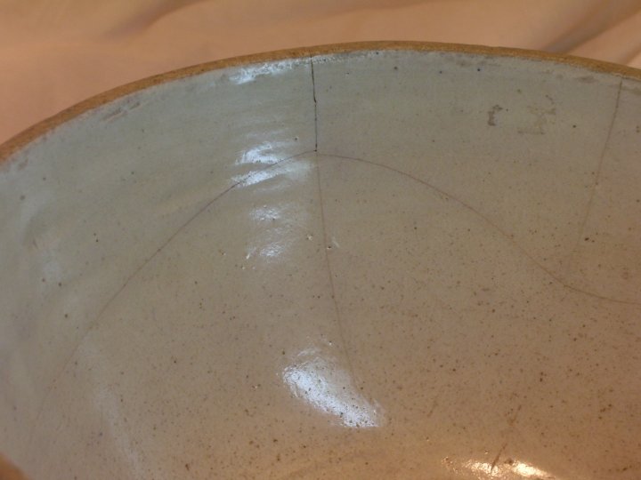 Salt Glaze Mixing Bowl with Advertising from Reading MN in 1920s