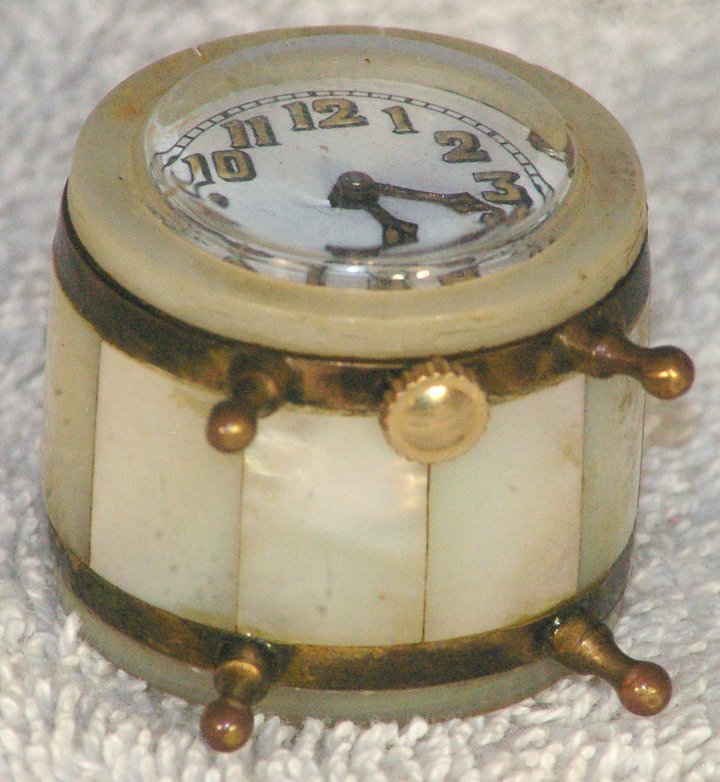Victorian Miniature Clock with Mother of Pearl, ca 1900