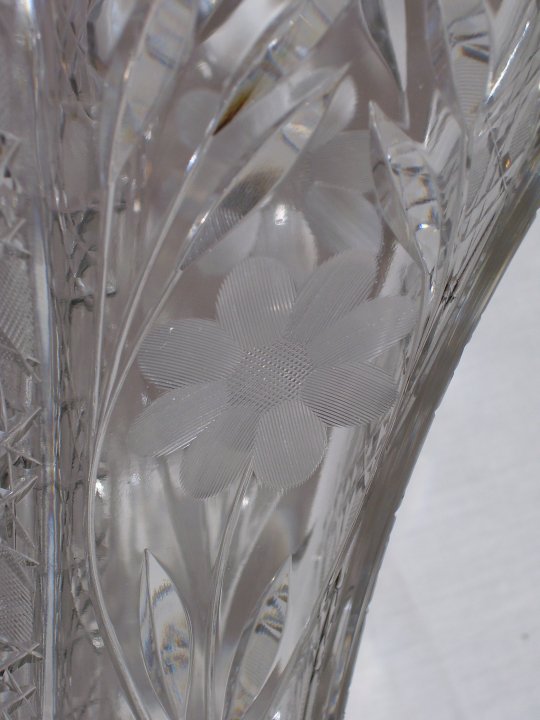 American Brilliant Period (ABP) Cut Glass Vase from about 1900 - Click Image to Close
