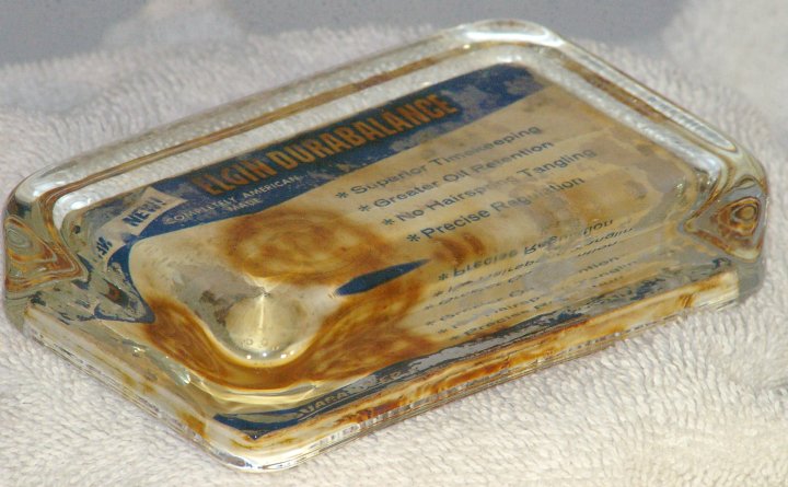 Elgin Watch Advertising Glass Paperweight about 1958