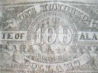 100 dollar Alabama Confederate bill. Reproduction - Click Image to Close