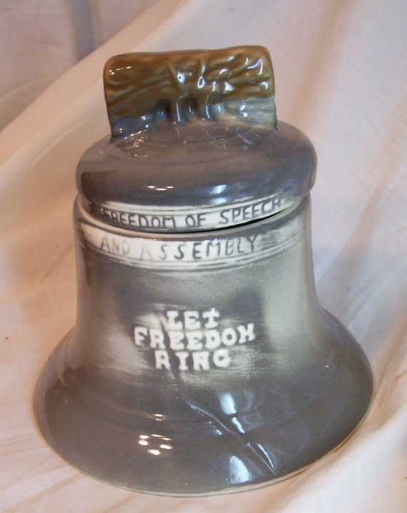 House of Webster Liberty Bell Biscuit Jar from 1934 - Click Image to Close