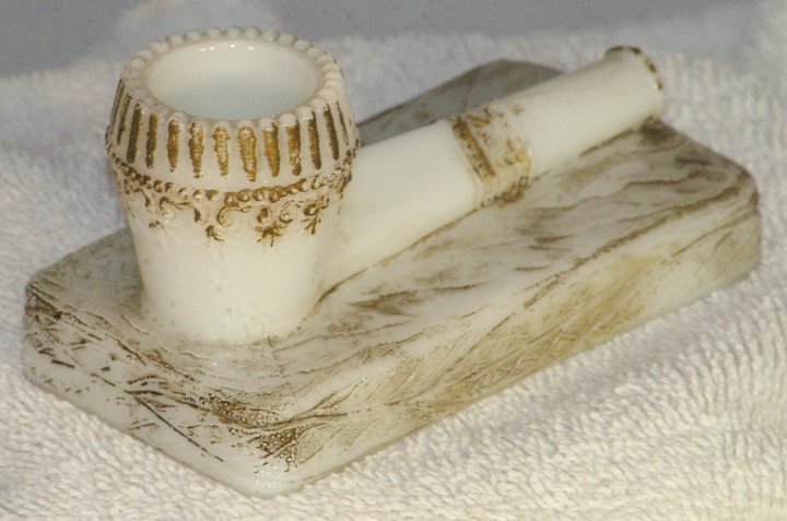 Pipe Shaped Milk Glass Match Safe from 1920s