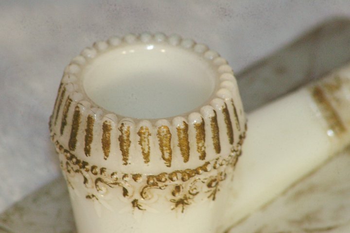Pipe Shaped Milk Glass Match Safe from 1920s