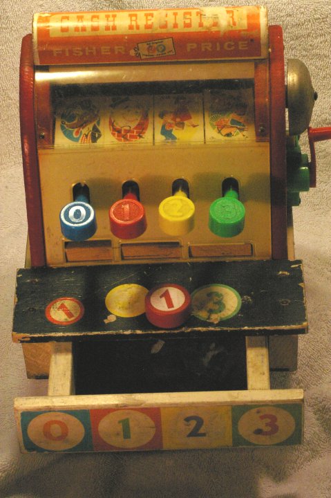 Fisher Price Cash Register #972 from 1960 - Click Image to Close