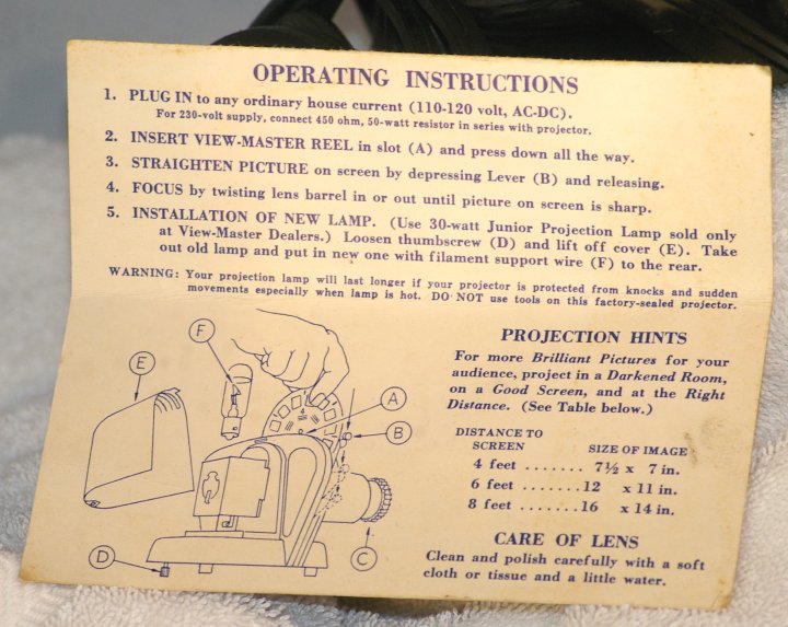 Working Sawyers Viewmaster Junior Projector from 1950s